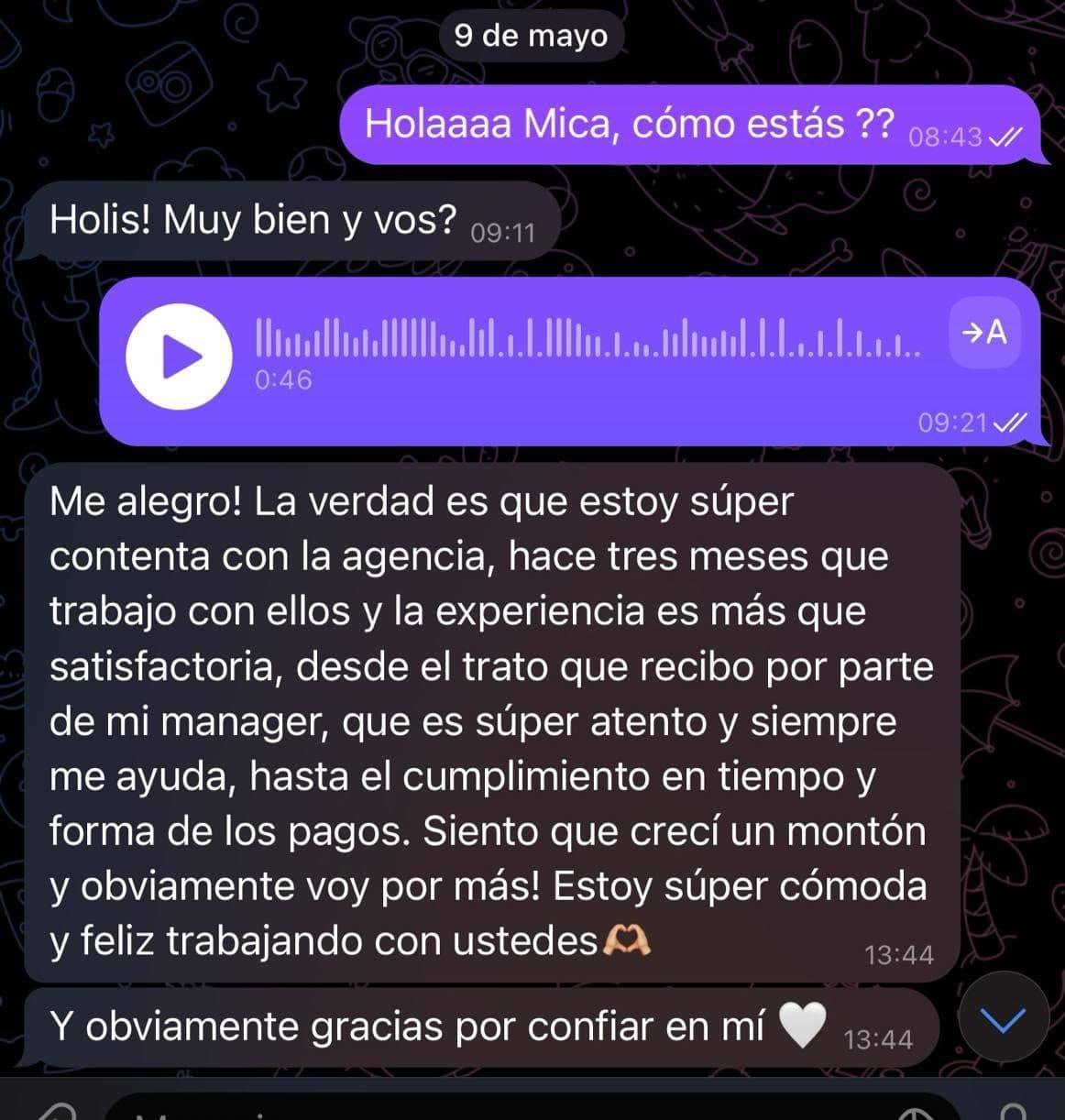 Testimonio de Mica sobre su experiencia con Alcon